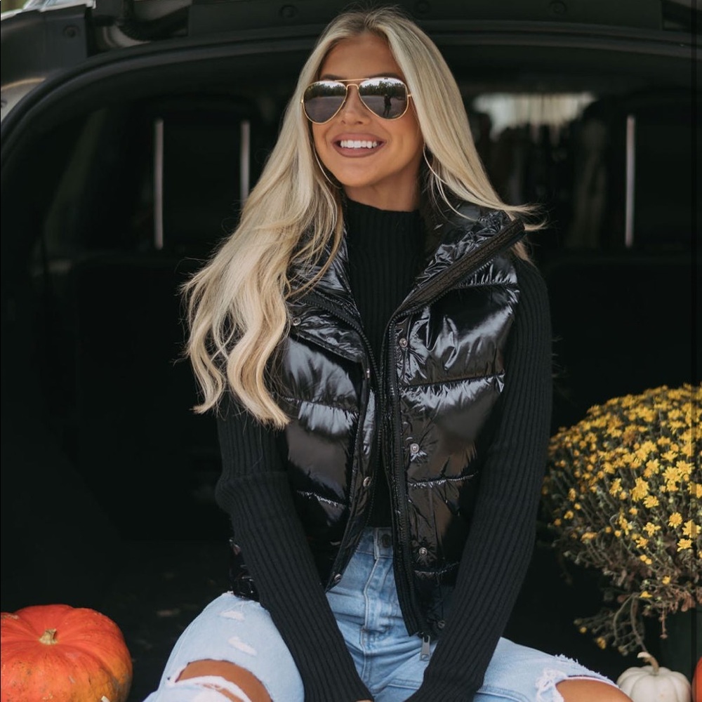 These three boutique Lana Quilted Puffer Vest-Black new with tags never worn